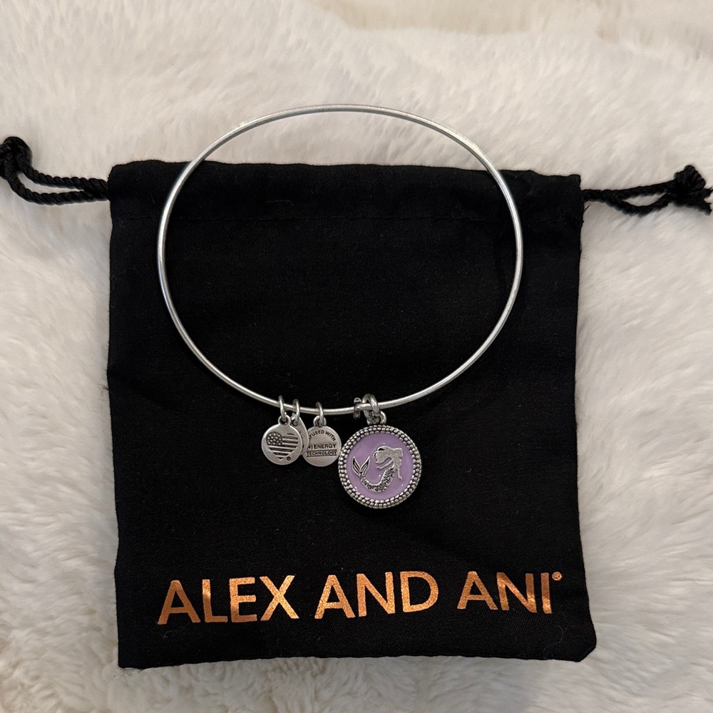 Alex and Ani Silver Bracelet with Lavender Mermaid Charm